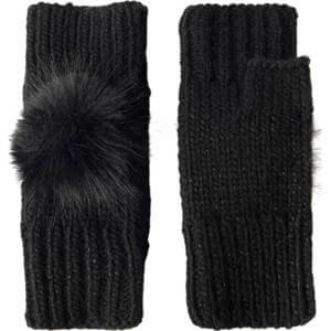 Mint Velvet Black Faux Fur Pom Pom Hand Warmers